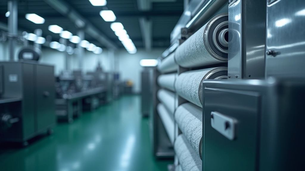 Industrial air filtration unit mounted in manufacturing facility
